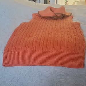 Ralph Lauren Women's Coral Cable Knit Turtleneck Sweater Vest